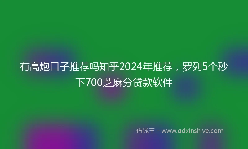 有高炮口子推荐吗知乎2024年推荐,罗列5个秒下700芝麻分贷款软件