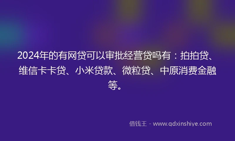 2024年的有网贷可以审批经营贷吗有：拍拍贷、维信卡卡贷、小米贷款、微粒贷、中原消费金融等。