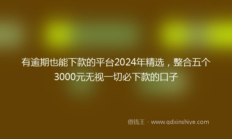 有逾期也能下款的平台2024年精选，整合五个3000元无视一切必下款的口子