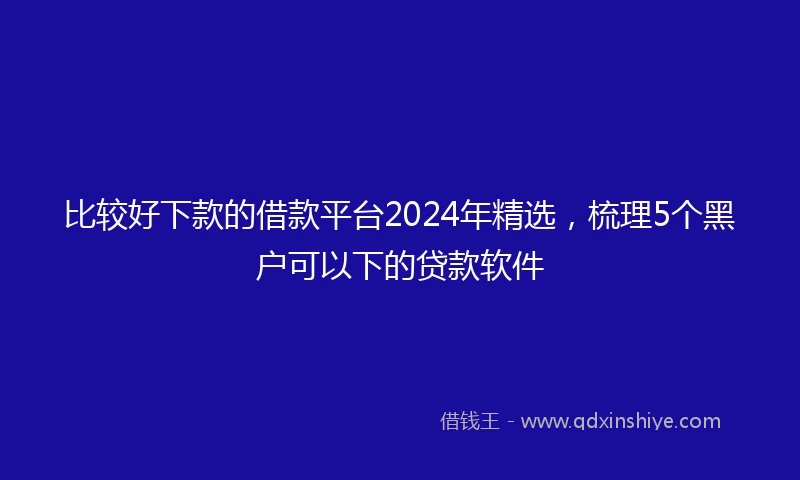 比较好下款的借款平台2024年精选，梳理5个黑户可以下的贷款软件