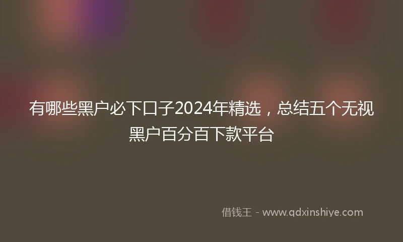 有哪些黑户必下口子2024年精选，总结五个无视黑户百分百下款平台