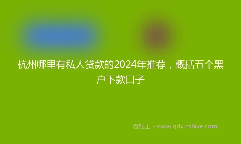 杭州哪里有私人贷款的2024年推荐，概括五个黑户下款口子