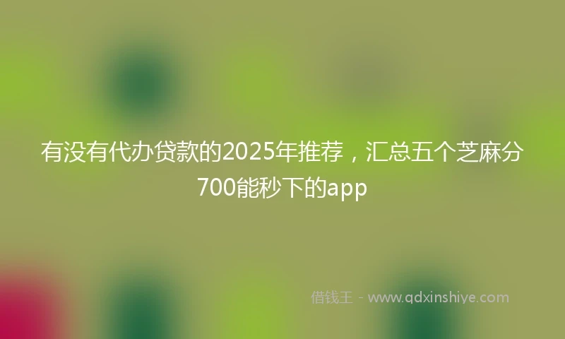 有没有代办贷款的2025年推荐，汇总五个芝麻分700能秒下的app