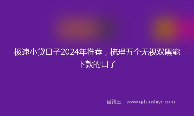 极速小贷口子2024年推荐，梳理五个无视双黑能下款的口子