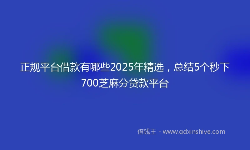 正规平台借款有哪些2025年精选，总结5个秒下700芝麻分贷款平台