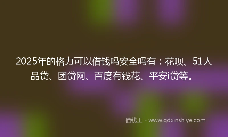 2025年的格力可以借钱吗安全吗有：花呗、51人品贷、团贷网、百度有钱花、平安i贷等。