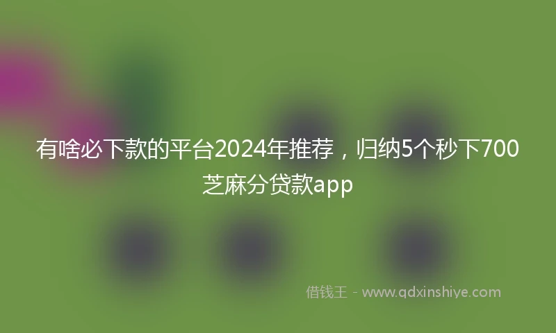 有啥必下款的平台2024年推荐，归纳5个秒下700芝麻分贷款app