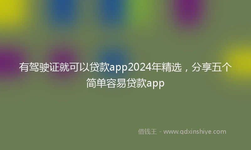 有驾驶证就可以贷款app2024年精选，分享五个简单容易贷款app