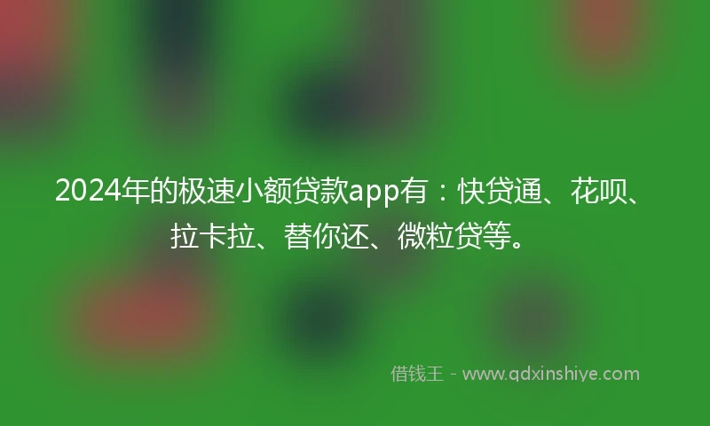 2024年的极速小额贷款app有：快贷通、花呗、拉卡拉、替你还、微粒贷等。