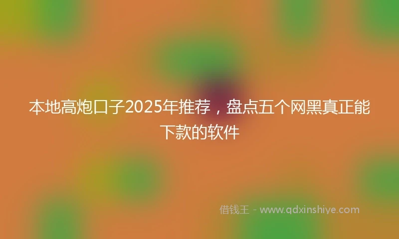 本地高炮口子2025年推荐，盘点五个网黑真正能下款的软件