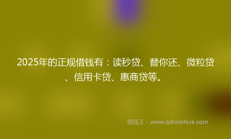 2025年的正规借钱有：读秒贷、替你还、微粒贷、信用卡贷、惠商贷等。