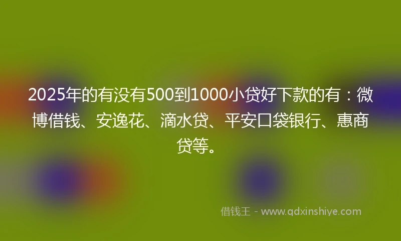 2025年的有没有500到1000小贷好下款的有：微博借钱、安逸花、滴水贷、平安口袋银行、惠商贷等。