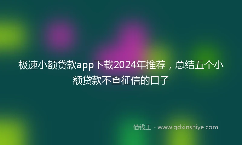 极速小额贷款app下载2024年推荐，总结五个小额贷款不查征信的口子