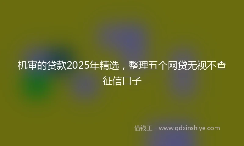 机审的贷款2025年精选，整理五个网贷无视不查征信口子
