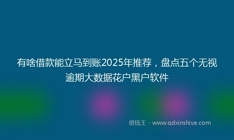 有啥借款能立马到账2025年推荐，盘点五个无视逾期大数据花户黑户软件