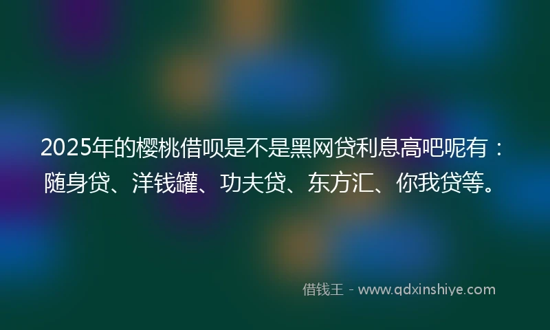 2025年的樱桃借呗是不是黑网贷利息高吧呢有：随身贷、洋钱罐、功夫贷、东方汇、你我贷等。