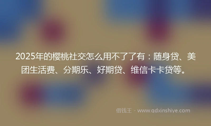 2025年的樱桃社交怎么用不了了有：随身贷、美团生活费、分期乐、好期贷、维信卡卡贷等。
