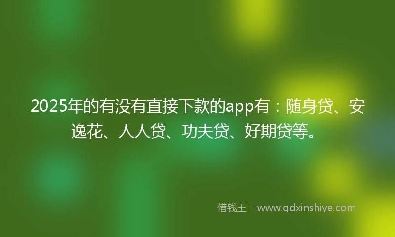 2025年的有没有直接下款的app有：随身贷、安逸花、人人贷、功夫贷、好期贷等。