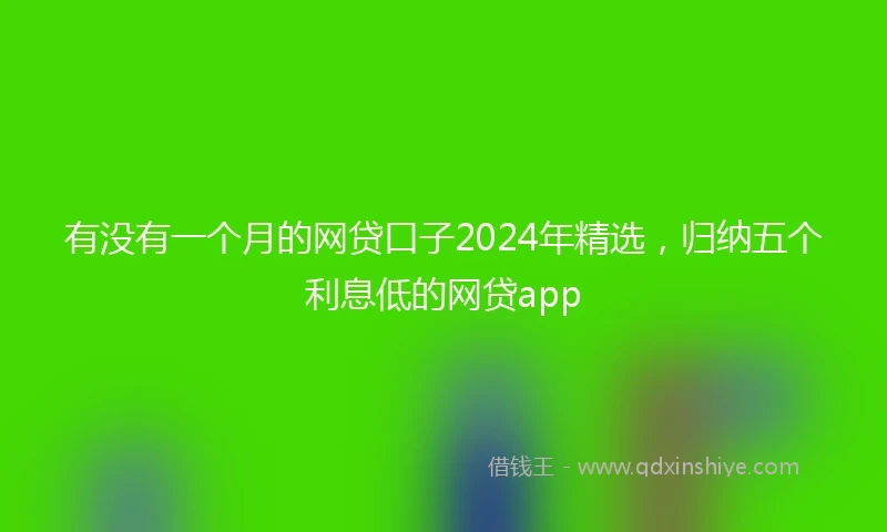 有没有一个月的网贷口子2024年精选，归纳五个利息低的网贷app