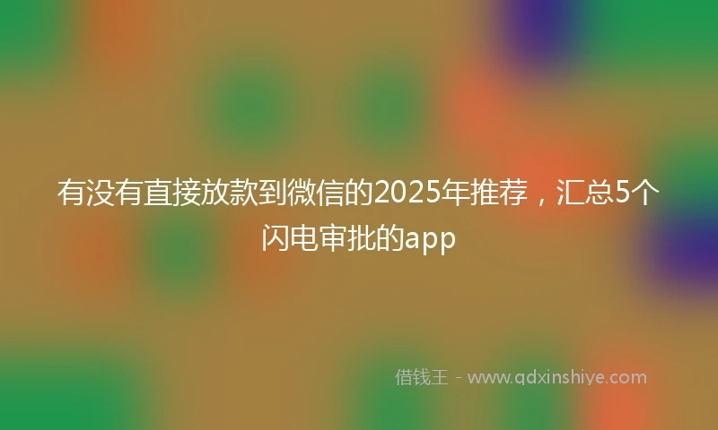 有没有直接放款到微信的2025年推荐，汇总5个闪电审批的app