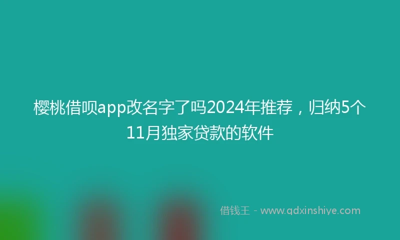 樱桃借呗app改名字了吗2024年推荐,归纳5个11月独家贷款的软件