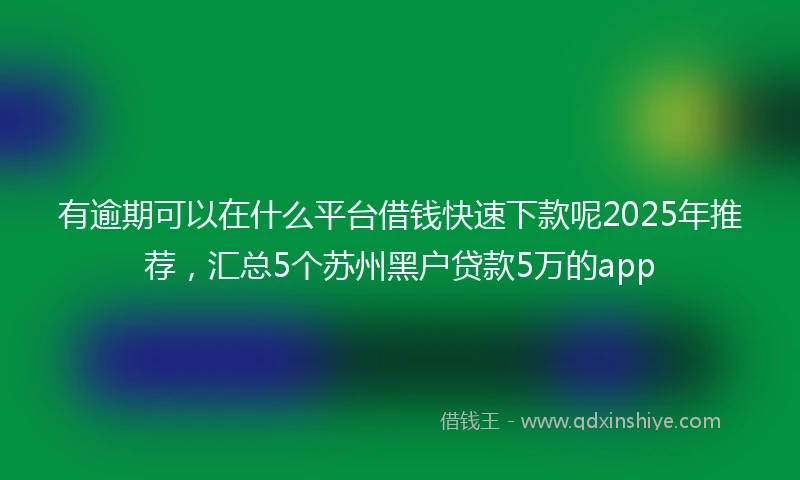 有逾期可以在什么平台借钱快速下款呢2025年推荐，汇总5个苏州黑户贷款5万的app