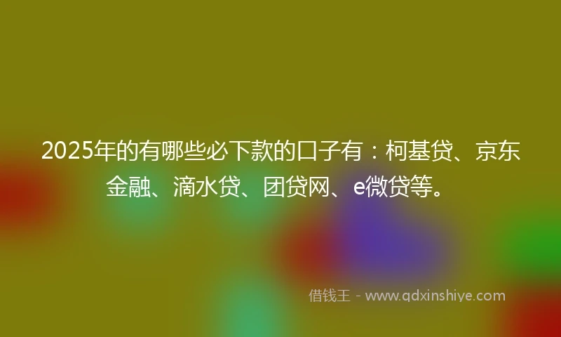2025年的有哪些必下款的口子有：柯基贷、京东金融、滴水贷、团贷网、e微贷等。