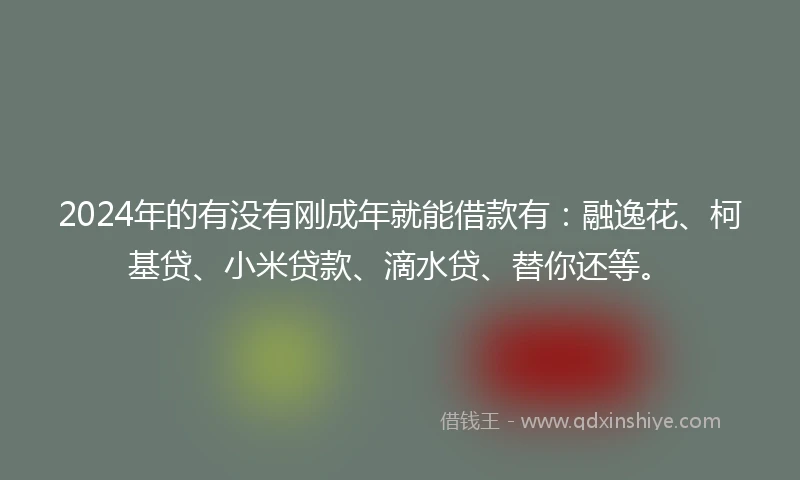 2024年的有没有刚成年就能借款有：融逸花、柯基贷、小米贷款、滴水贷、替你还等。