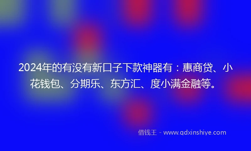 2024年的有没有新口子下款神器有：惠商贷、小花钱包、分期乐、东方汇、度小满金融等。