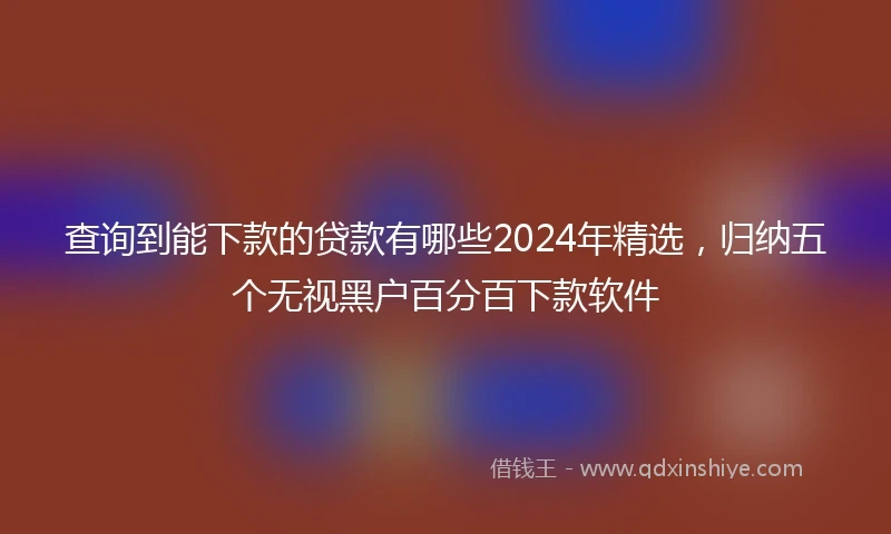 查询到能下款的贷款有哪些2024年精选，归纳五个无视黑户百分百下款软件