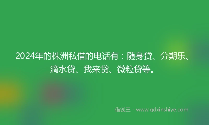 2024年的株洲私借的电话有：随身贷、分期乐、滴水贷、我来贷、微粒贷等。
