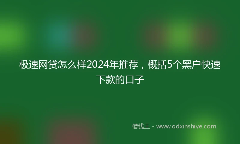 极速网贷怎么样2024年推荐，概括5个黑户快速下款的口子