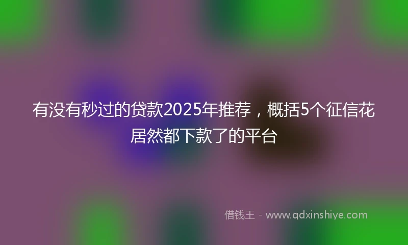 有没有秒过的贷款2025年推荐，概括5个征信花居然都下款了的平台