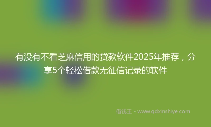 有没有不看芝麻信用的贷款软件2025年推荐，分享5个轻松借款无征信记录的软件