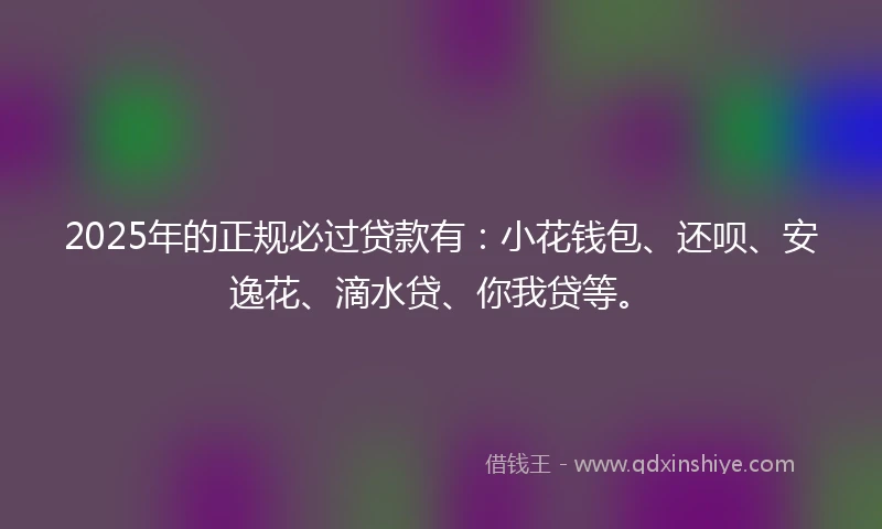 2025年的正规必过贷款有：小花钱包、还呗、安逸花、滴水贷、你我贷等。