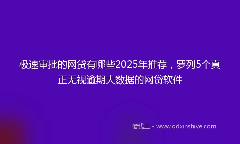 极速审批的网贷有哪些2025年推荐，罗列5个真正无视逾期大数据的网贷软件