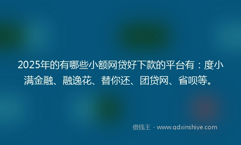 2025年的有哪些小额网贷好下款的平台有：度小满金融、融逸花、替你还、团贷网、省呗等。