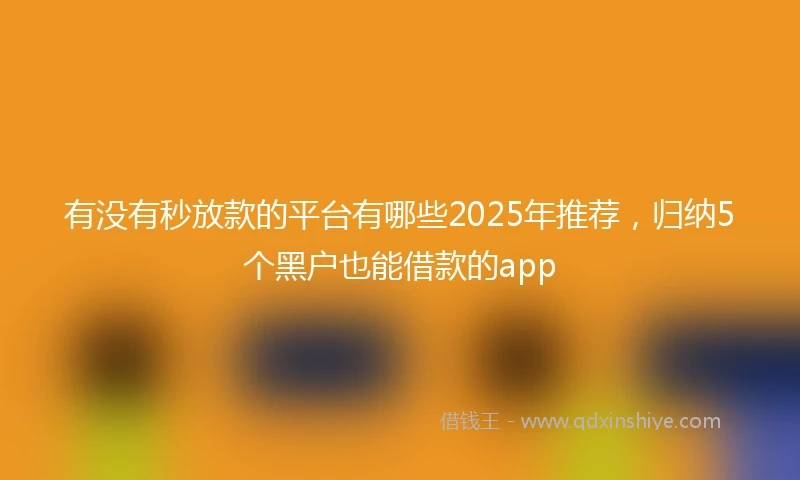 有没有秒放款的平台有哪些2025年推荐，归纳5个黑户也能借款的app