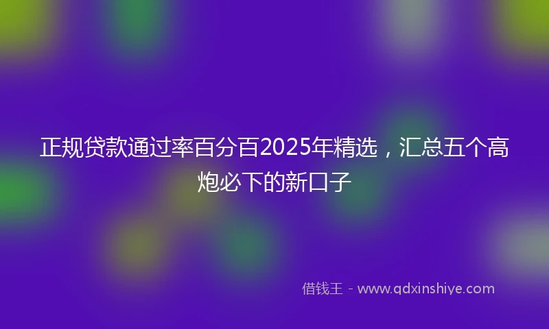 正规贷款通过率百分百2025年精选，汇总五个高炮必下的新口子