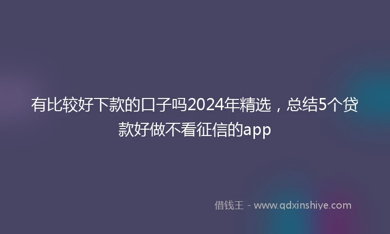 有比较好下款的口子吗2024年精选，总结5个贷款好做不看征信的app