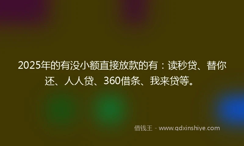 2025年的有没小额直接放款的有：读秒贷、替你还、人人贷、360借条、我来贷等。