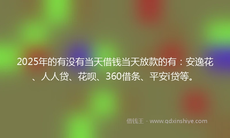 2025年的有没有当天借钱当天放款的有：安逸花、人人贷、花呗、360借条、平安i贷等。