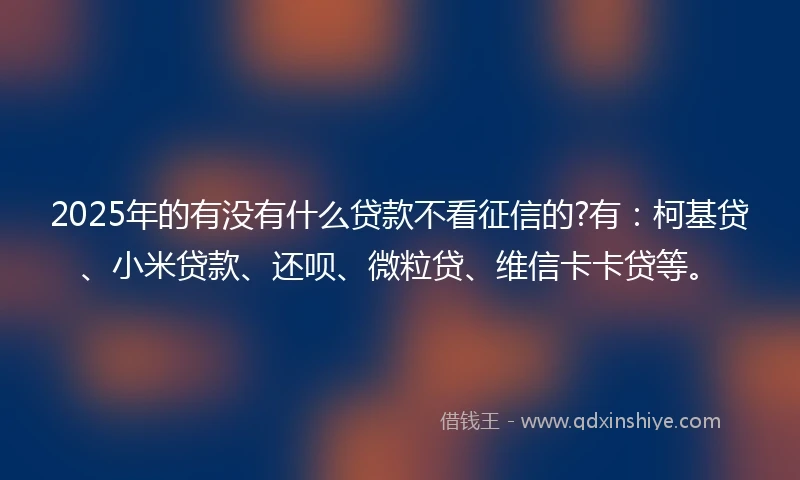 2025年的有没有什么贷款不看征信的?有：柯基贷、小米贷款、还呗、微粒贷、维信卡卡贷等。