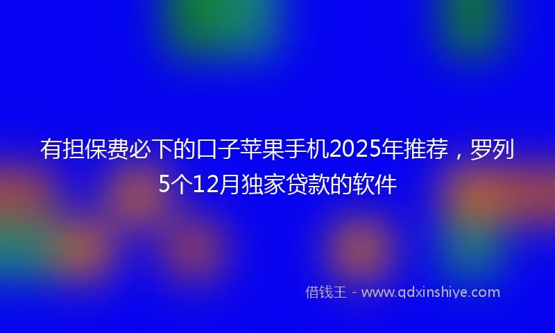 有担保费必下的口子苹果手机2025年推荐，罗列5个12月独家贷款的软件