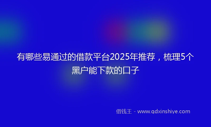 有哪些易通过的借款平台2025年推荐，梳理5个黑户能下款的口子