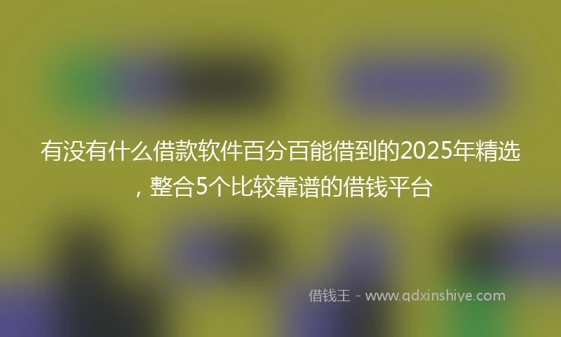 有没有什么借款软件百分百能借到的2025年精选，整合5个比较靠谱的借钱平台