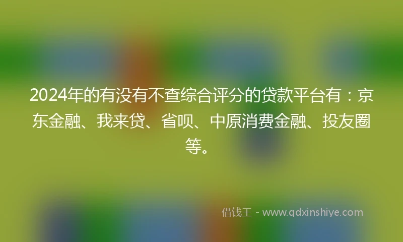 2024年的有没有不查综合评分的贷款平台有：京东金融、我来贷、省呗、中原消费金融、投友圈等。