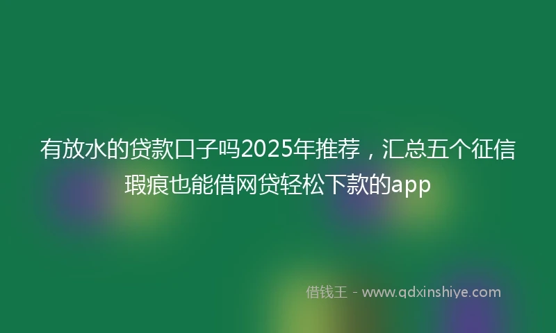 有放水的贷款口子吗2025年推荐，汇总五个征信瑕疵也能借网贷轻松下款的app