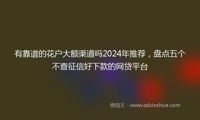 有靠谱的花户大额渠道吗2024年推荐，盘点五个不查征信好下款的网贷平台