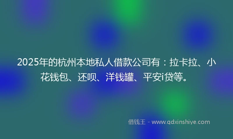 2025年的杭州本地私人借款公司有：拉卡拉、小花钱包、还呗、洋钱罐、平安i贷等。